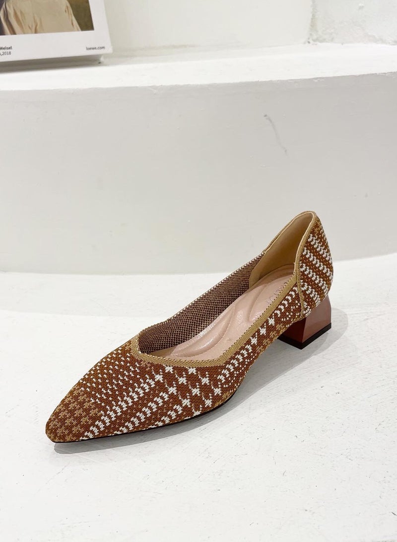 KUYING Single Shoe Women's Thick Heel Versatile Shoes  - Image 1