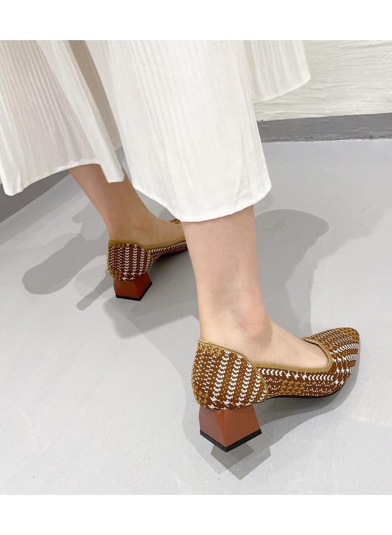 KUYING Single Shoe Women's Thick Heel Versatile Shoes  - Image 2