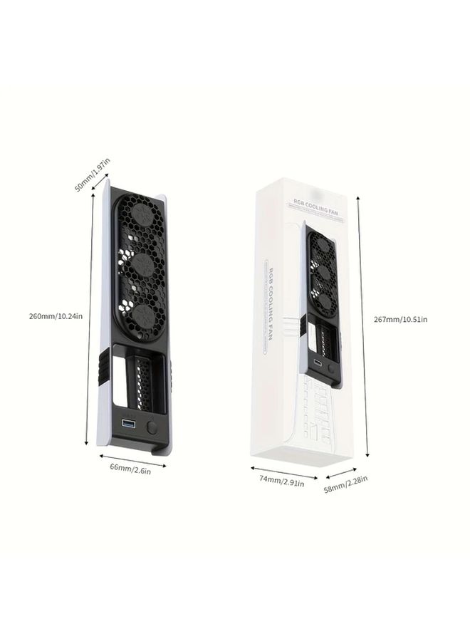 Grey RGB Cooling Fan For PS5 PRO And SLIM With 3 Speeds USB Port Adjustable Airflow - Image 2