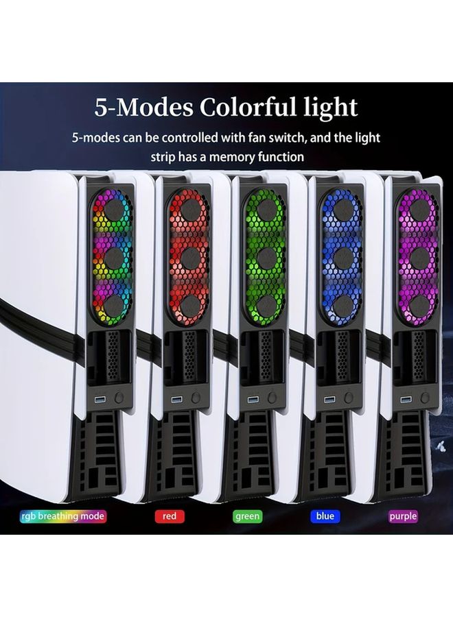 Grey RGB Cooling Fan For PS5 PRO And SLIM With 3 Speeds USB Port Adjustable Airflow - Image 1