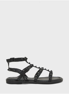 Truffle Multi Strap Ankle Strap Stud Sandal  - Image 1