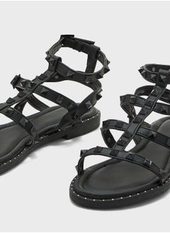Truffle Multi Strap Ankle Strap Stud Sandal  - Image 4
