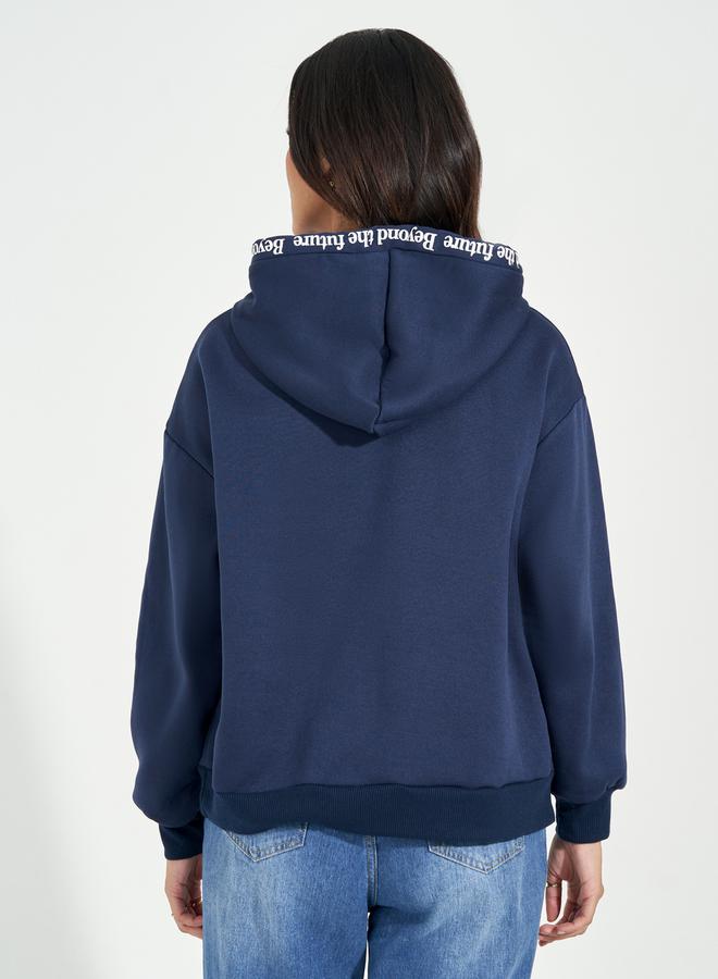 Styli Regular Fit Slogan Print Hoodie - Image 5