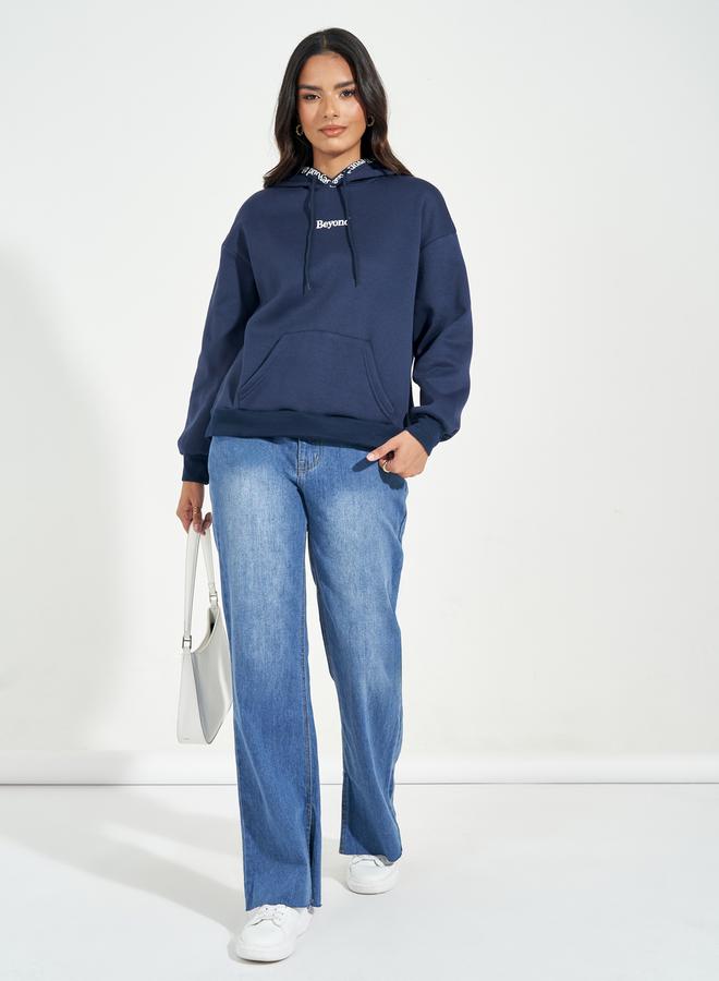 Styli Regular Fit Slogan Print Hoodie - Image 2