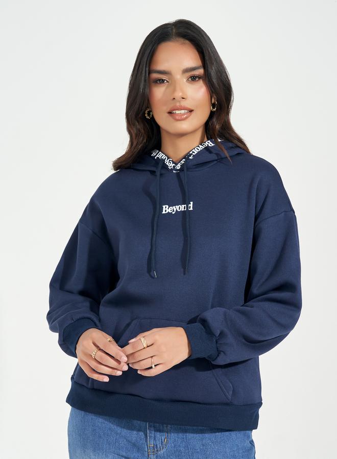 Styli Regular Fit Slogan Print Hoodie - Image 1