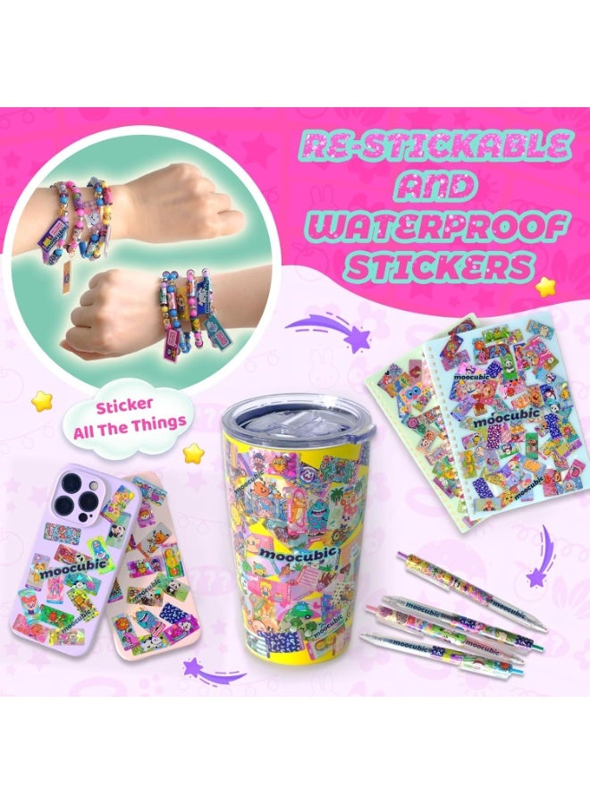 مجموعة ملصقات رولز، طقم صنع المجوهرات، ألعاب فنية وحرفية للأطفال، تتضمن 320 ملصقًا صغيرًا، لصنع 6 أساور أو قلادتين، 200 خرزة وقلادتين، هدية صداقة قابلة للارتداء للأطفال من سن 5 سنوات فما فوق (بنات وأولاد) - Image 3