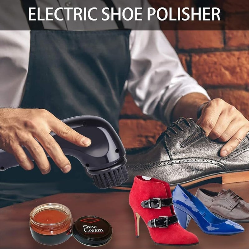 Aputue Shoe Polisher, Black Electric Shoe Cleaner with 3 Brush Heads, Professional shoe Polisher for Leather shoes and Boots, USB Rechargeable shoe Care Kit for Men and Women - Image 5