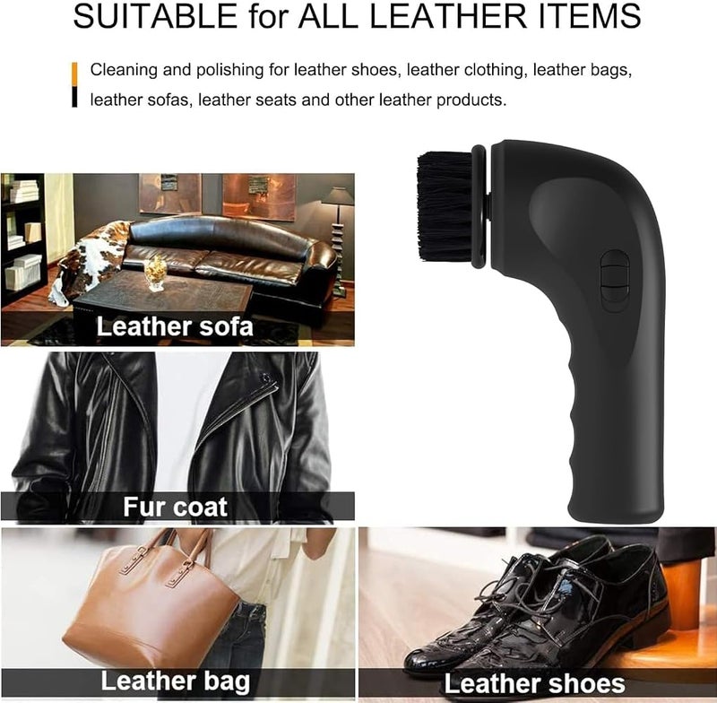 Aputue Shoe Polisher, Black Electric Shoe Cleaner with 3 Brush Heads, Professional shoe Polisher for Leather shoes and Boots, USB Rechargeable shoe Care Kit for Men and Women - Image 3