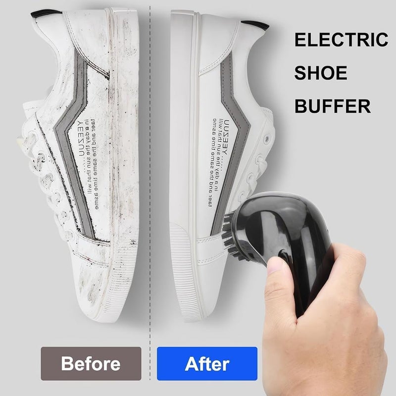 Aputue Shoe Polisher, Black Electric Shoe Cleaner with 3 Brush Heads, Professional shoe Polisher for Leather shoes and Boots, USB Rechargeable shoe Care Kit for Men and Women - Image 4