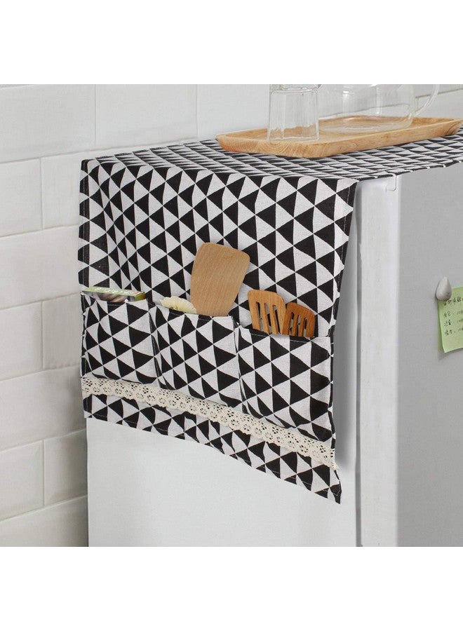 HOKIPO® Fridge Cover Top with Pockets, 130 x 55 cm, Black - Image 1