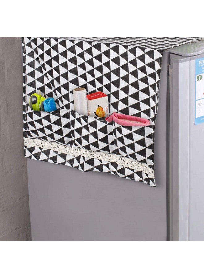 HOKIPO® Fridge Cover Top with Pockets, 130 x 55 cm, Black - Image 3