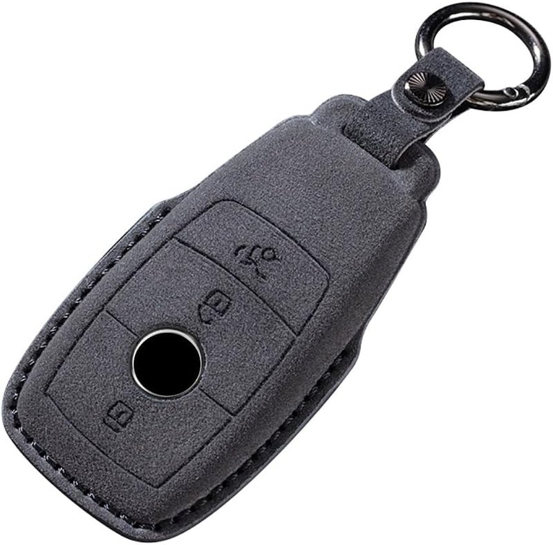 ontto Suede Car Key Fob Cover for Mercedes Models - Black - Image 1