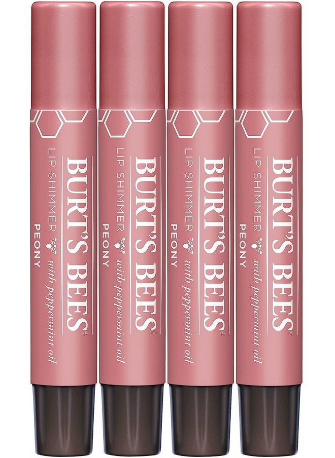 Burt's Bees مجموعة أحمر الشفاه اللامعة، مرطب الشفاه الملون لترطيب طوال اليوم مع لمسة نهائية مصطبغة متوهجة من أصل طبيعي ولون قابل للبناء من الفاوانيا (عبوة من 4 قطع)  - Image 1