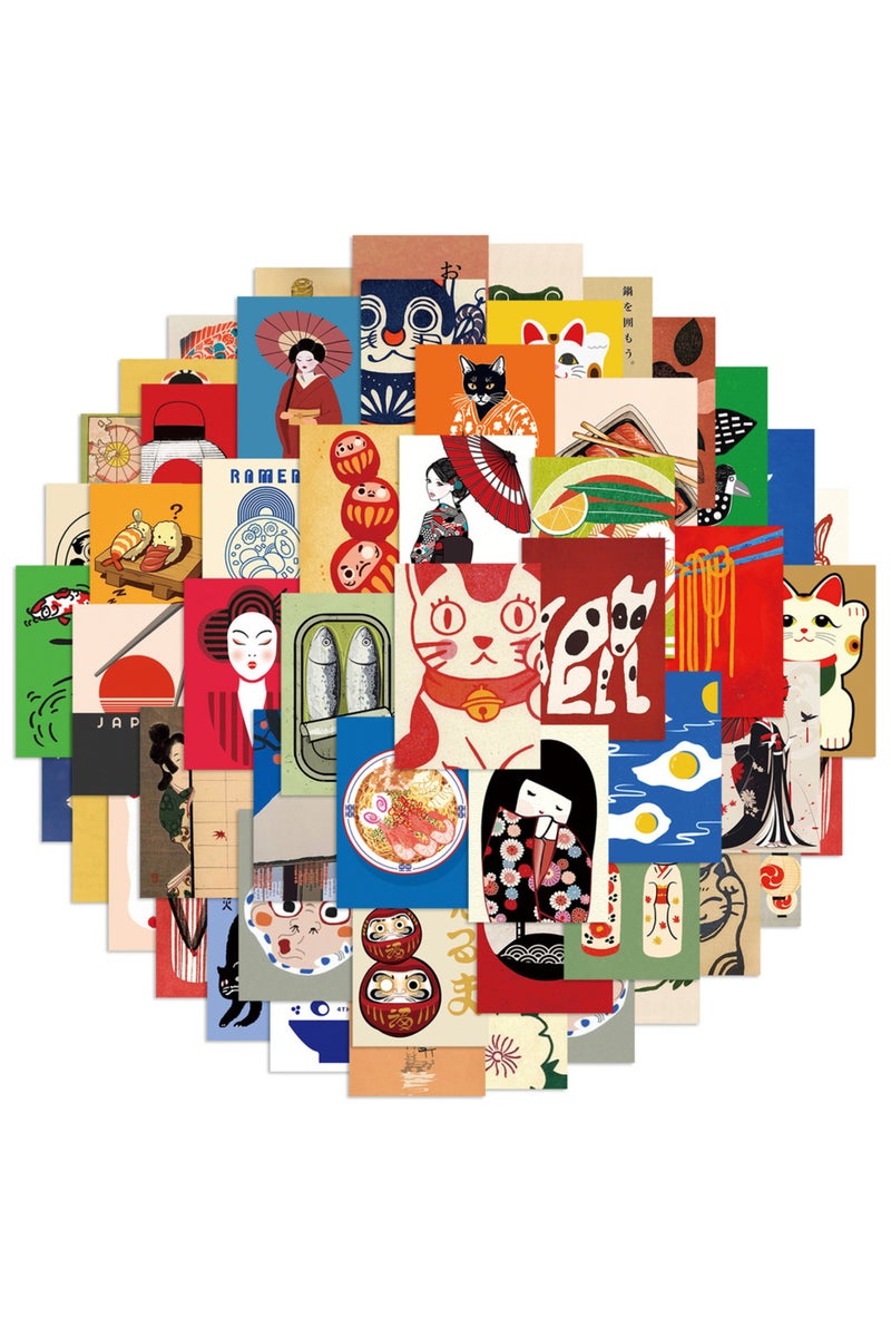 50pcs 50PCS Vintage Classic Japanese Stickers Japanese Culture Decals For Phone Laptop Suitcase Note