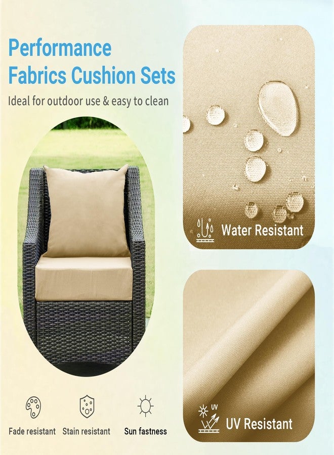 IPYNBAP Outdoor Cushions for Patio Furniture，Outdoor Seat Cushion Set 24 x 24 x 5.75 Inch，Waterproof & Fade Resistant Outdoor Chair Cushions，Deep Patio Chair Cushion with Removable Cover，Beige - Image 3