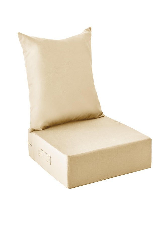IPYNBAP Outdoor Cushions for Patio Furniture，Outdoor Seat Cushion Set 24 x 24 x 5.75 Inch，Waterproof & Fade Resistant Outdoor Chair Cushions，Deep Patio Chair Cushion with Removable Cover，Beige - Image 1