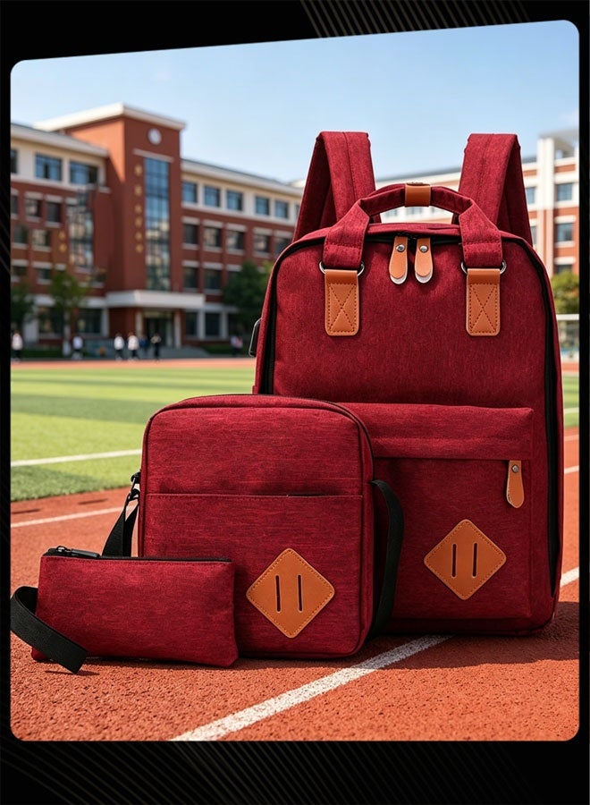 3 Piece Casual Large Capacity Multifunctional School Backpack