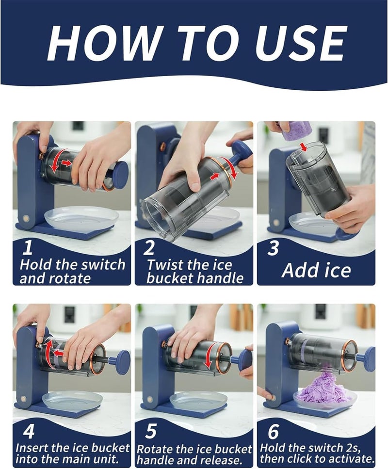 ISTARA Istara Shaved Ice Snow Cone Machine Slushie Machine with 2 Reusable Plastic Ice Mold and Stainless Steel BladesKitchen Electric Cocktail Margarita TableTop Ice Crusher  - Image 4