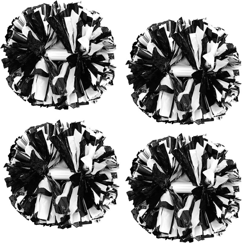 CREATIEE-PRO 4Pcs Metallic Cheerleading Pom Poms, Creatiee 2 Pair Cheerleader Cheering Squad Pompoms for School Sports Dance Games Team Spirit Cheer - Image 1