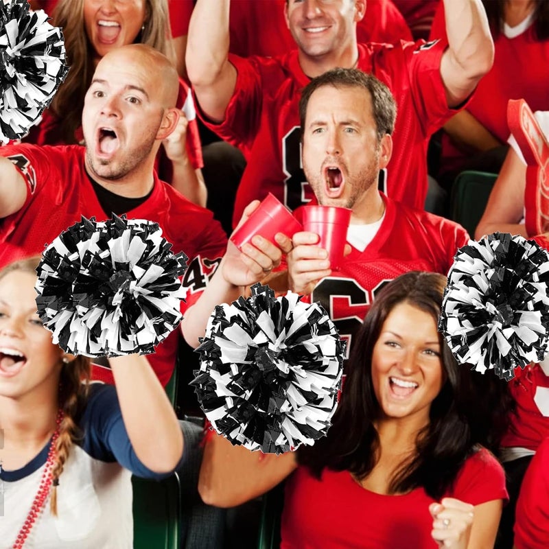 CREATIEE-PRO 4Pcs Metallic Cheerleading Pom Poms, Creatiee 2 Pair Cheerleader Cheering Squad Pompoms for School Sports Dance Games Team Spirit Cheer - Image 3
