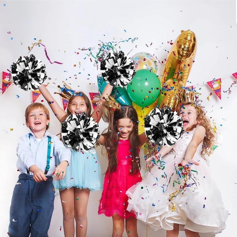 CREATIEE-PRO 4Pcs Metallic Cheerleading Pom Poms, Creatiee 2 Pair Cheerleader Cheering Squad Pompoms for School Sports Dance Games Team Spirit Cheer - Image 5