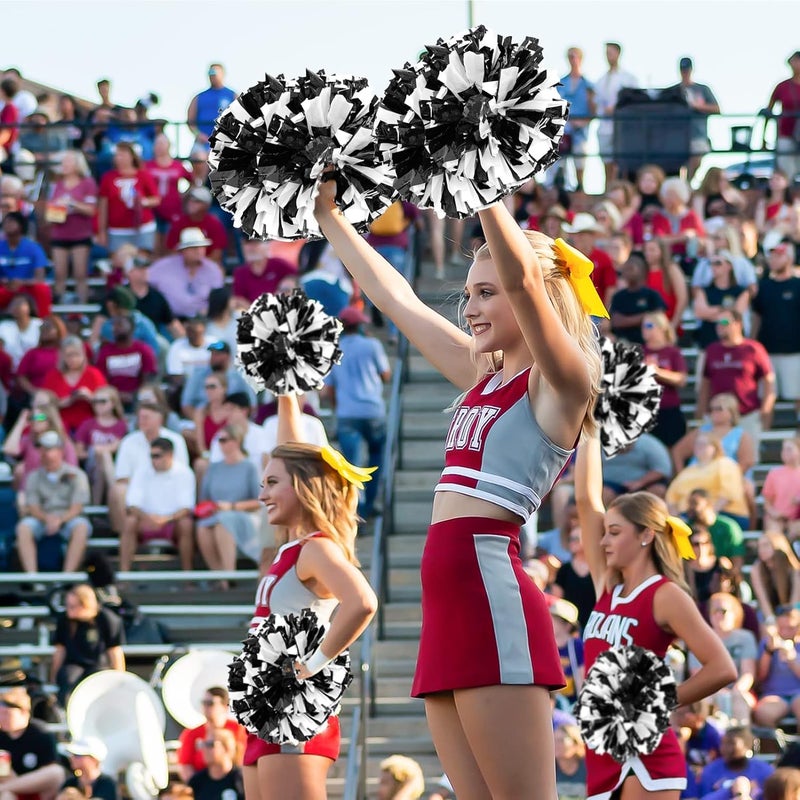 CREATIEE-PRO 4Pcs Metallic Cheerleading Pom Poms, Creatiee 2 Pair Cheerleader Cheering Squad Pompoms for School Sports Dance Games Team Spirit Cheer - Image 4