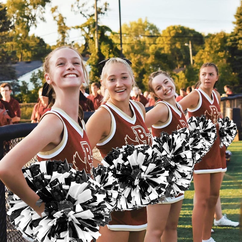 CREATIEE-PRO 4Pcs Metallic Cheerleading Pom Poms, Creatiee 2 Pair Cheerleader Cheering Squad Pompoms for School Sports Dance Games Team Spirit Cheer - Image 2