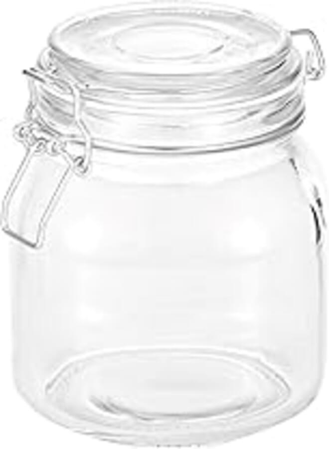 Harmony 13HM0147-5 Glass Jar W/Glass Lid and Metal Clip (1000ML)
