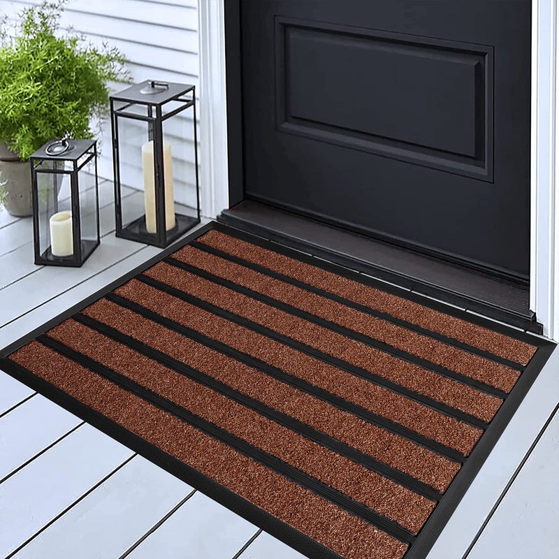 ubdyo Extra Durable Door Mat - Dirt Trapping Outdoor Welcome Mats - Non-Slip Outdoor Indoor Entrance - Low Profile Front Doormat (30" x 17", Bright Burgundy) - Image 4