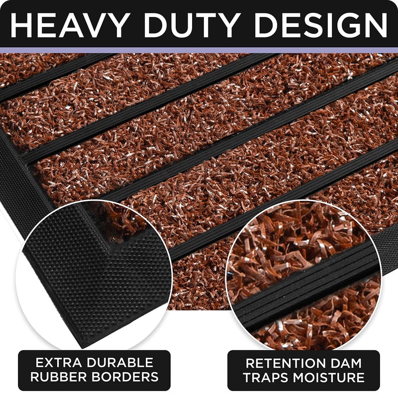 ubdyo Extra Durable Door Mat - Dirt Trapping Outdoor Welcome Mats - Non-Slip Outdoor Indoor Entrance - Low Profile Front Doormat (30" x 17", Bright Burgundy) - Image 5