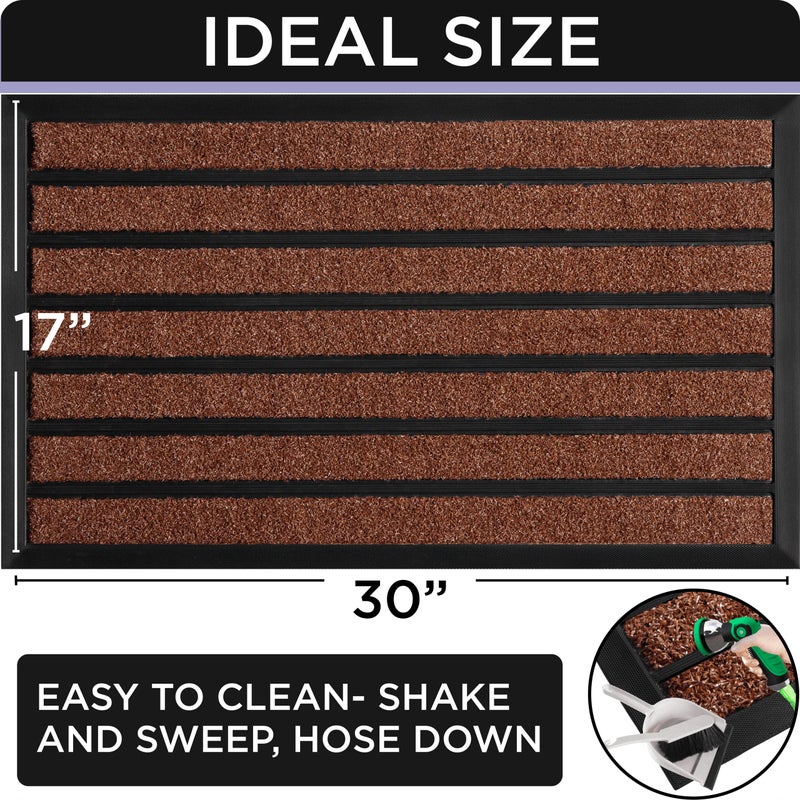 ubdyo Extra Durable Door Mat - Dirt Trapping Outdoor Welcome Mats - Non-Slip Outdoor Indoor Entrance - Low Profile Front Doormat (30" x 17", Bright Burgundy) - Image 2
