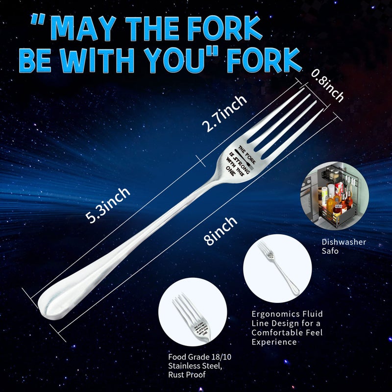 VICKHU The Fork is Strong with This One Laser Engraved Fork Gift For StarWars Fans,Mothers Day/fathers day/valentines day gifts (the fork is strong) - Image 2