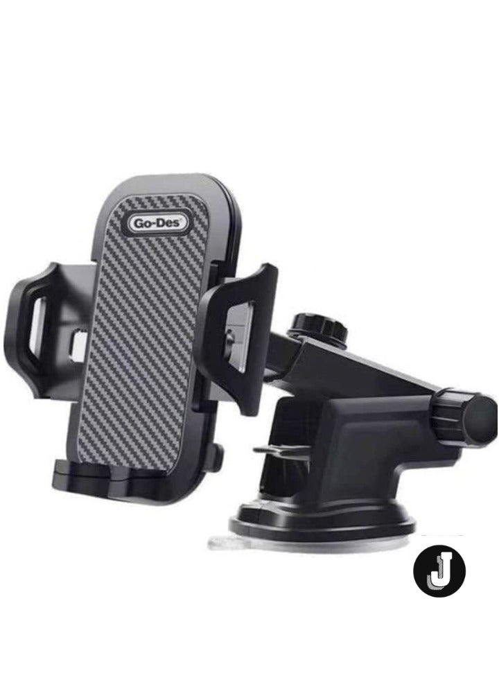 JAJEEK Car Mobile Holder – 360° Rotation & Adjustable Stand for Dashboard, Windshield, and Air Vent (Black) - Image 1