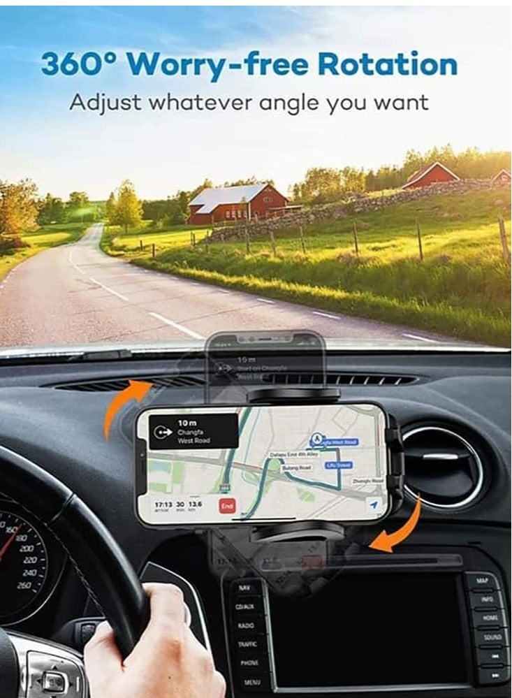JAJEEK Car Mobile Holder – 360° Rotation & Adjustable Stand for Dashboard, Windshield, and Air Vent (Black) - Image 4