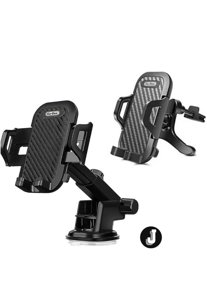 JAJEEK Car Mobile Holder – 360° Rotation & Adjustable Stand for Dashboard, Windshield, and Air Vent (Black) - Image 3