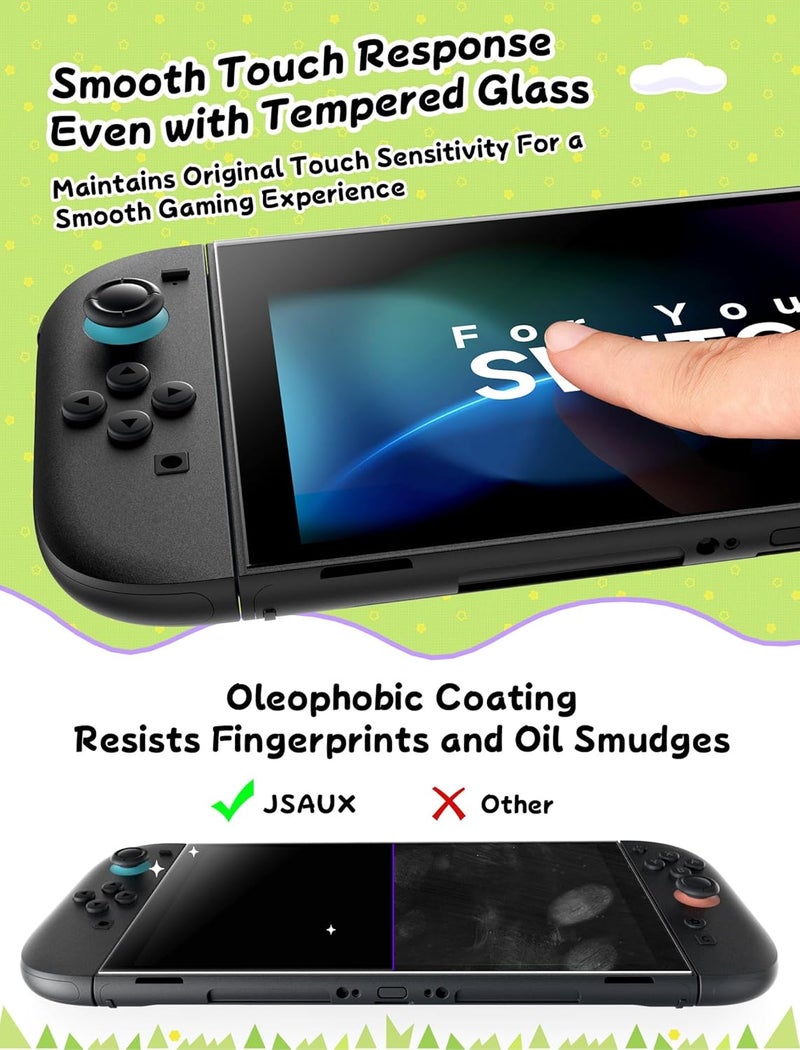 jsaux 2-Pack Tempered Glass Screen Protector for Switch 2, Place & Pull Guide Frame for Effortless Installation, Ultra Clear 9H+ Hardness, Anti Fingerprint, Shatter Resistant Switch2 Accessories - Image 5