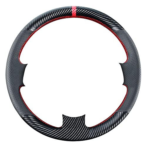 Kivnto DIY Stitching Carbon Fiber Steering Wheel Cover for Toyota FJ Cruiser 2007 2008 2009 2010 2011 2012 2013 2014 Black 15 inches Leather Interior Accessories - Image 2