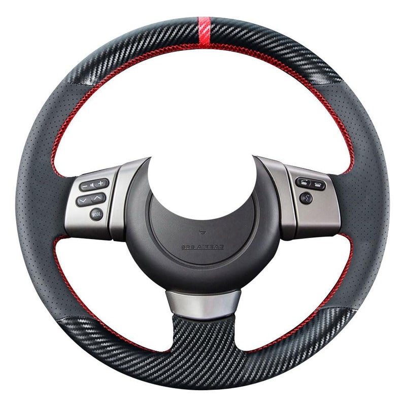 Kivnto DIY Stitching Carbon Fiber Steering Wheel Cover for Toyota FJ Cruiser 2007 2008 2009 2010 2011 2012 2013 2014 Black 15 inches Leather Interior Accessories - Image 5