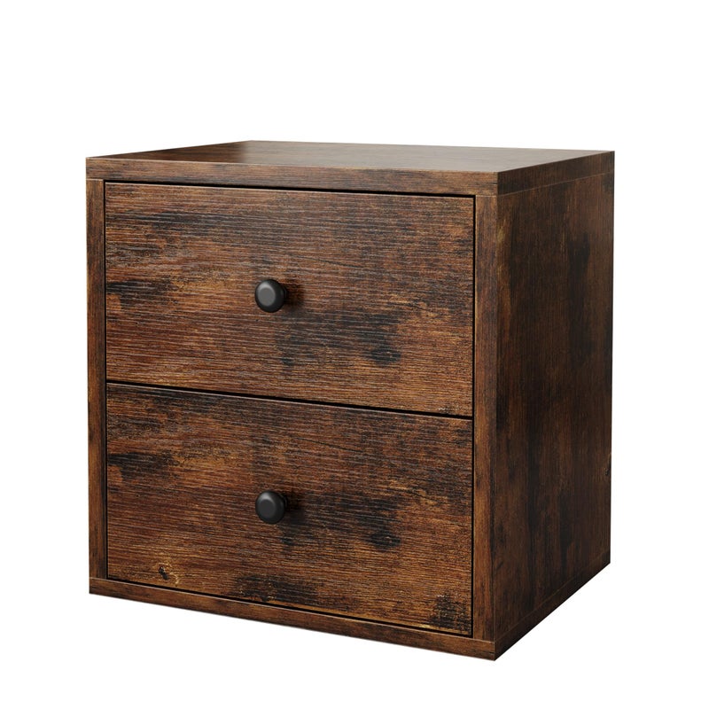 FUSUNBAO Magic DIY Cube Storage Organizer Stackable Cubes for Home Books Clothes Toy-Modular Cubby Storage System-Office Cubical-Bookcase Closet (Antique Brown, Drawer Cube) - Image 1