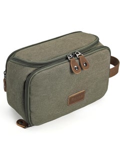 Gonex Gonex Travel Toiletry Bag for Men, Water Resistant Canvas Wide Open Dopp Kit with Wet Dry Compartment, Travel Essentials Toiletries Organizer Shaving Bag, Army Green 