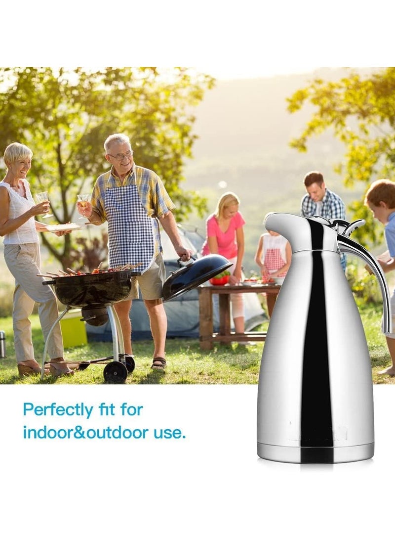Thermal Carafe Jug,304 Food-Grade Stainless Steel Coffee Pot/Double Walled Vacuum Insulated with Press Button Top,12+ Hrs Heat&24+ Hrs Cold Retention - Image 5