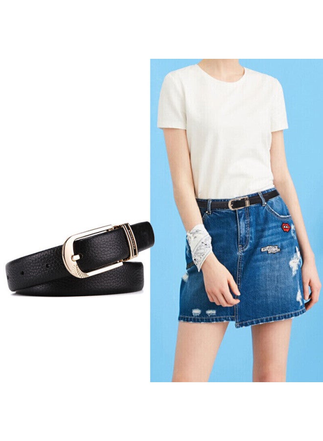 Crocodile T-shirt, Qixi Gift, Double-sided Top-grain Leather, Women's Belt, Casual Pin Buckle Belt, Birthday Gift For Girlfriend, Black - Image 3