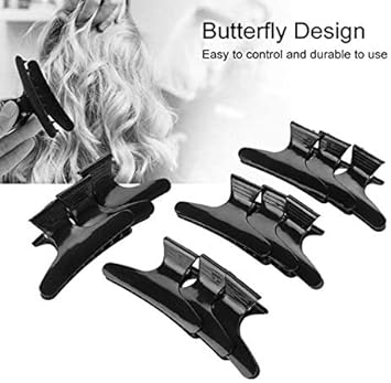 VASANA 12PCS Black Plastic Butterfly Hair Clamps Nonslip Hair Claws Professional Salon Section Hair Clips Clasps Hairdressing Tool for Styling Sectioning Cutting and Coloring - Image 5