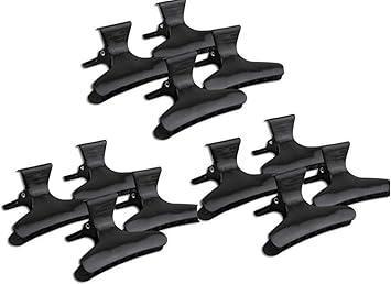 VASANA 12PCS Black Plastic Butterfly Hair Clamps Nonslip Hair Claws Professional Salon Section Hair Clips Clasps Hairdressing Tool for Styling Sectioning Cutting and Coloring - Image 1