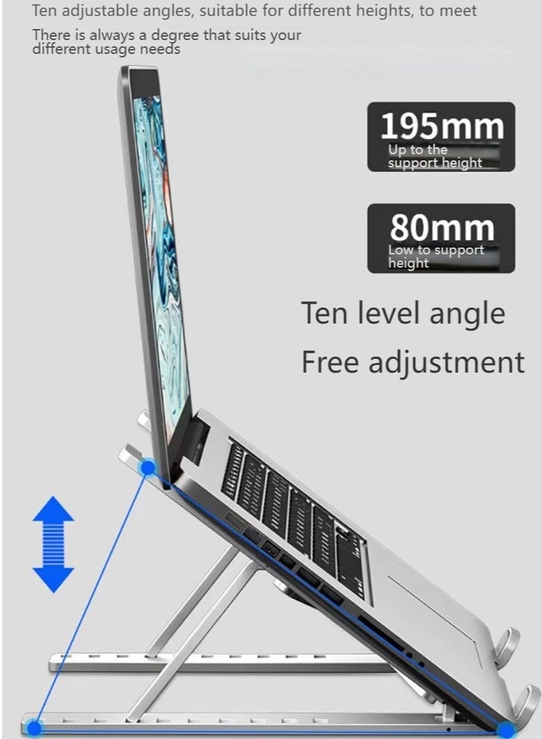 10-Speed Ergonomic Lift Stand: Full 17.3" Compatibility | Alloy Vent Cooling | Foldable Portable | 195mm Neck Saver​ Top Search Terms: Adjustable Laptop Stand | Neck Support Stand | Cooling Computer Holder | Foldable Portable Stand | Large-Size Bracket - Image 2
