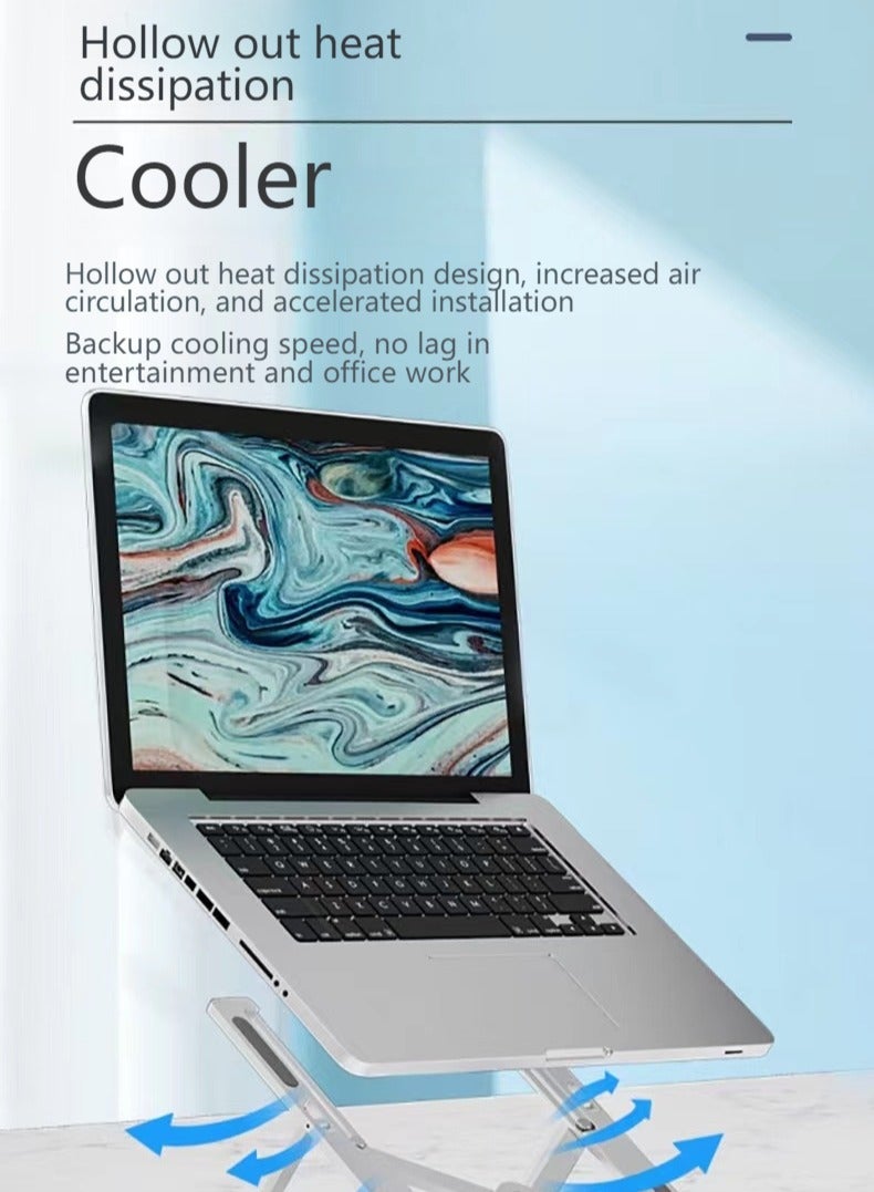 10-Speed Ergonomic Lift Stand: Full 17.3" Compatibility | Alloy Vent Cooling | Foldable Portable | 195mm Neck Saver​ Top Search Terms: Adjustable Laptop Stand | Neck Support Stand | Cooling Computer Holder | Foldable Portable Stand | Large-Size Bracket - Image 4