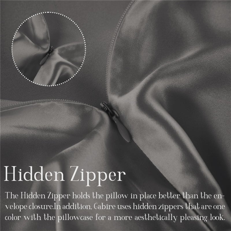 Gabire Mulberry Silk Pillow Cases Set of 2, Both Sides Real Silk Pillowcase for Hair and Skin Prevent Acne Pillowcase Organic Silk Pillow case 2 Pack with Hidden Zipper, Grey, Standard (20"Ã—26") - Image 4