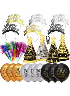 HOWAF New Years Eve Party Supplies 2023 43Pcs Happy New Year Headband Tiara New Year Party Hats Cone Hats Party Blowers And Happy New Year Decorations Balloons Set For New Year Party Favors Accessories  - Image 2