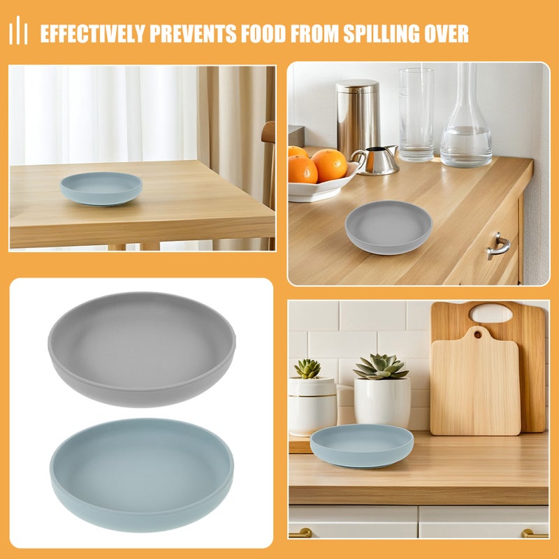 2pcs Silicone Plate for Elderly Non Base Plate Unbreakable Dinnerware for Disabled Home Use - Image 4