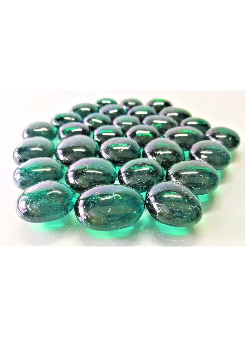 omi kogyo OMI Glass Pebbles Dark Green Transparent Round Shaped 400g Approx 50 Pieces  - Image 2